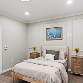 a modern finished bedroom 