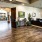 a large room with a wood floor